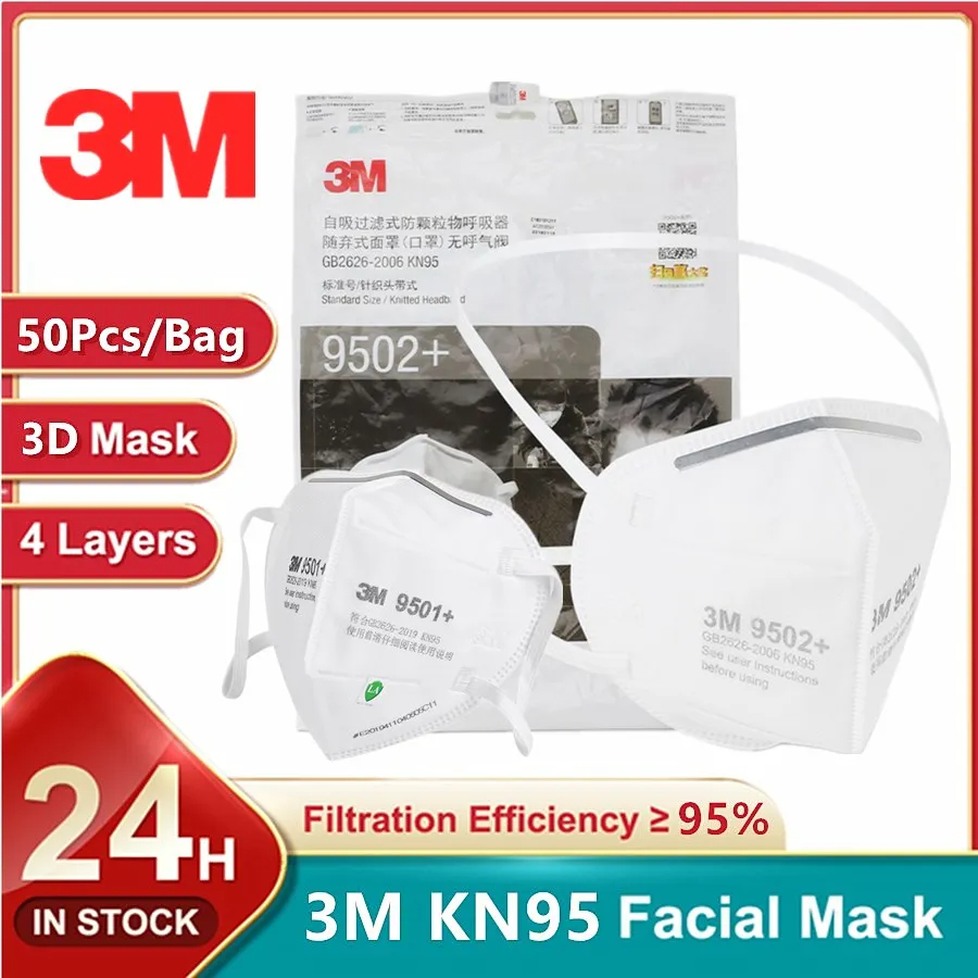 50 unids/bolsa 3M KN95 mascari - 3M Mask 9502+ reseña y precio